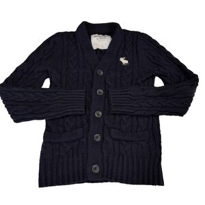 Abercrombie Fitch~Y2k VTG~Wool Alpaca~Preppy~Women Navy Knit Cardigan~Size Small